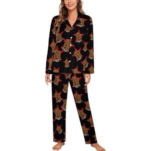 Mama Bear Vlag van Californië pyjama sets met lange mouwen voor vrouwen klassieke nachtkleding nachtkleding zachte pyjama loungesets