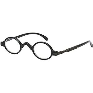 Leesbril Unisex Leesbril Mode Kleine Ronde Frame Reading Glasses HD Leesbril Hoge Lucht Leesglazen (Color : Black, Size : 200 degrees)