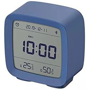 EDFCVG wekker temperatuur vochtigheidsweergave LCD Scherm verstelbaar nachtlampje met slim huis(Blu)