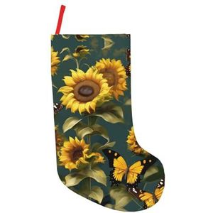 stujvc Zonnebloem Bloemen Vlinders Extra Grote 18 inch Kerst Kousen, Perfecte Kous Stuffers Voor Volwassenen Kerstboom Opknoping