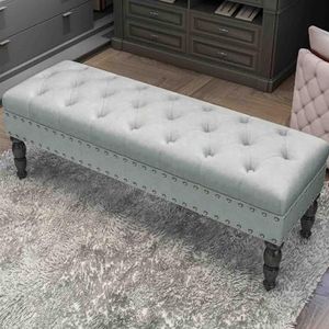 JAVYPPT Ottomans Krukken Woonkamer Verandering Schoen Bank Sofa Kruk Slaapkamer Bed End Kruk Bank Huishoudelijke Voetbank Kledingwinkel Rustkruk (Lichtgrijs, 100 * 45 * 40 cm)