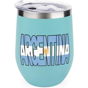 Argentinië Tekst Vlag Herbruikbare Koffiekopjes Roestvrij Staal Geïsoleerde Reismok Dubbelwandige Wijn Tumbler Groen-stijl