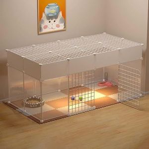 Huisdier， Kattenverblijf - Kattenverblijf - Kattenhek - Frettenhek - Kleine hondenkooien - Kattenbedden for binnen - Afneembare metalen kattenkooien - Fa(147x75x65cm(B))