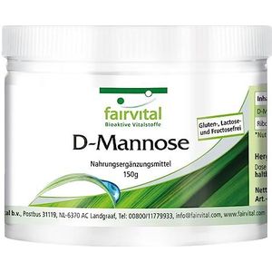 Fairvital | D-Mannose 150 g poeder - met vitamine B2 riboflavine - 100% puur en 100% veganistisch - hoog gedoseerd - op kwaliteit getest - Made in Germany