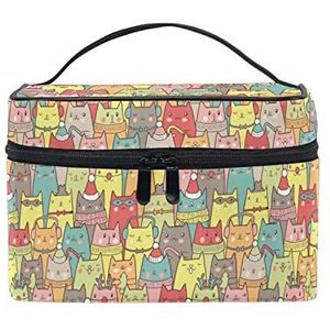 Leuke muziek baby kat kitten make-up tas voor vrouwen cosmetische tassen toilettas trein tas