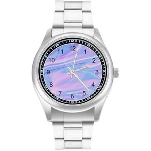 Blauwe Streep Art Marmer Klassieke Heren Horloges Voor Vrouwen Casual Mode Zakelijke Jurk Horloge Geschenken