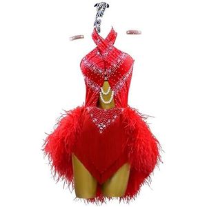 Yhwacyznm Latijns Amerikaanse danswedstrijdjurk Professionele strass salsa ballroomkleding voor dames High end chacha dansrok Glanzende tango danskleding,A,L