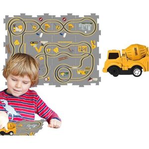 Puzzelbaanautospeelset - Puzzle Racer Kinderautobaanset met auto - Leerspeelgoed, educatief zintuiglijk speelgoed voor doe-het-zelf-montage, autobaan voor jongens en meisjes van 3-6 jaar oud Bseid