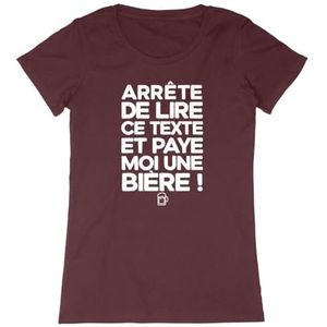 Paye Moi Un Bier T-shirt - voor dames - Bedrukt in Frankrijk - 100% biologisch katoen - Verjaardagscadeau Apéro Humor Origineel Grappig, Bordeaux, XXL