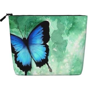 FZGGWYHL Blauwe Vlinder Patroon Gedrukt Fake Hennep Hennep Make-up Bag Dagelijkse Opbergtas, Zwart, Eén maat, Tas Organizer
