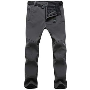 GELing Unisex waterdichte outdoorbroek wandelbroek skibroek winddicht softshell broek trekkingbroek fleece broek camping functionele broek winddicht fleece voering stretch werkbroek, Grau-männer, XL