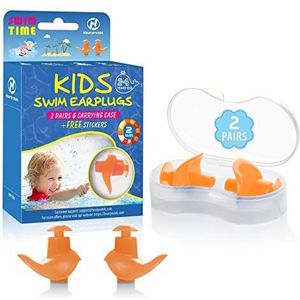 Hearprotek Oordopjes voor kinderen, 2 paar waterdichte herbruikbare siliconen oordopjes voor zwemmers tijdens het douchen tijdens het surfen en andere watersporten (Oranje)