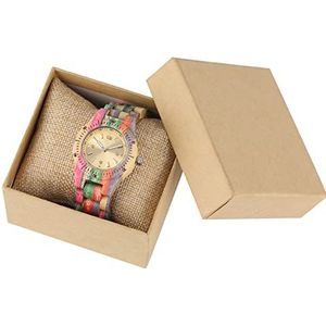 Handgemaakt Vrouwen hout horloge handgemaakte natuurlijke kleurrijke bamboe quartz polshorloge ontwerp luxe geschenken Huwelijksgeschenken (Color : Watch with box)
