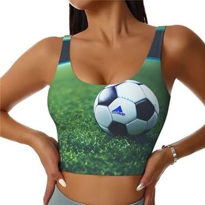 Voetbal Op Grassy Print Comfortabele Vrouwen Sport Vest Yoga Workout Vest Voor Vrouwen Lichtgewicht Zomer, Zwart, S
