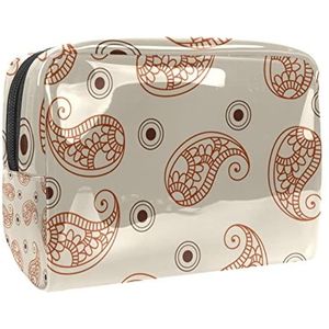 Rode Paisley Print Reizen Cosmetische Tas voor Vrouwen en Meisjes, Kleine Waterdichte Make-up Tas Rits Pouch Toiletry Organizer, Meerkleurig, 18.5x7.5x13cm/7.3x3x5.1in, Modieus