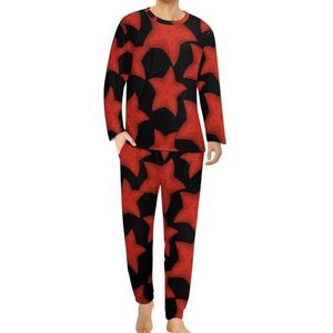 Rode zeester heren pyjama set lounge wear lange mouwen top en onderkant 2-delige nachtkleding
