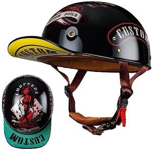 Volwassenen - Open Gezicht Helm - ECE Goedgekeurd - Voor Cruiser Chopper Scooter - Met Quick Release Gesp