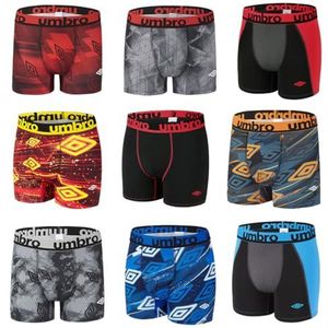 Umbro Verrassingsboxershorts voor heren, perfecte pasvorm, willekeurig model, ademend, bewegingsvrijheid en luchtig mesh, 6 stuks, zwart/rood/blauw/grijs, M