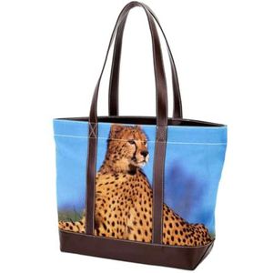 Laptop Tote Bag met Animal Leopard Print,Draagbare Schoudertassen Casual Canvas Zakelijke Werk Tote Bag Aktetas voor Computer School Office