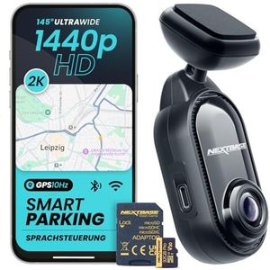 Nextbase Piqo 2K dashcam auto + 32GB SD-kaart | compacte QHD autocamera zonder display | 1440p resolutie, app-bediening, parkeerbewaking & loop-opname