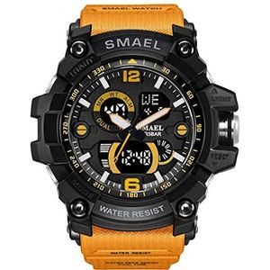 Mens Sports Digital Horloges, 5ATM Waterdichte Quartz Movement Elektronische BewegingWatches, Countdown/Stopwatch/Warm Back Light Casual horloge voor Menplastic Strap,Black orange