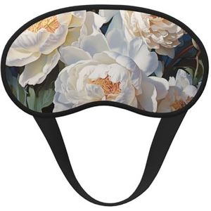 Witte pioen slaapmasker voor dames en heren, zacht en comfortabel slaapmasker, verduisterend, slaapoogbedekking voor reizen, yoga, dutje