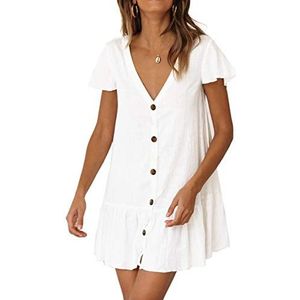 LikeJump Dames tuniek badpak kimono bikini cover ups zomer strandjurk tops, B Wit, One size