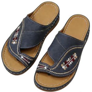 Zomer Strand Platte Sandalen Heren,Stijlvol Lichtgewicht Teencorrector Slippers voor Heren,Casual Comfortabel Lopen Hallux Valgus Slippers,voor Fasciitis Plantaris (Color : Blue, Size : 39 EU