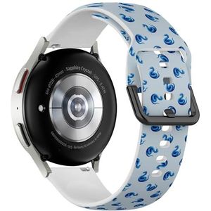 Sportieve zachte band compatibel met Samsung Galaxy Watch 6 / Classic, Galaxy Watch 5 / PRO, Galaxy Watch 4 Classic (blauwe slang) siliconen armband accessoire