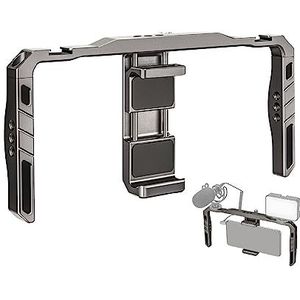 Geluidskaartset, Opvouwbare smartphone-stabilisator, filmmaken Vloggen Rig Case Universele telefoonkooi van aluminiumlegering