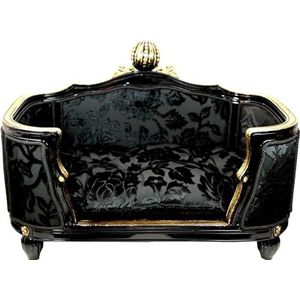 Pompöös by Casa Padrino Luxury Baroque Dog & Cat Bed Deluxe Black Bouquet Pattern/Gold by Harald Glööckler