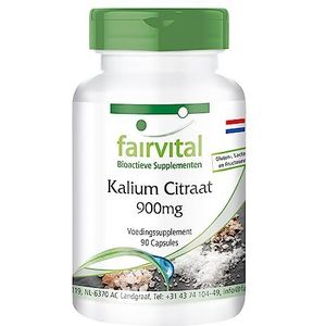 Fairvital | Kaliumcitraat capsules - HOOG GEDOSEERD - 300mg kalium per capsule - VEGAN - kalium citraat - 90 capsules