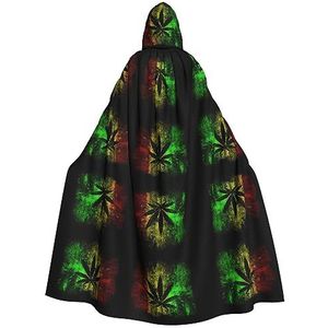 DEXNEL Jamaica Vlag Bladeren 150 cm Hooded Cape Unisex Halloween Mantel Voor Duivel Heks Tovenaar Halloween Cosplay, Dress Up