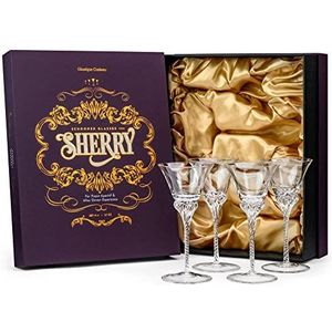 Crystal Sherry, Sweet Port en Dessert Wijnglazen, set van 4, 110 ml, kleine schoener sippers voor Cordials en Likeur | Glaswerk met lange steel voor aperitief, spijsvertering, na het diner drankjes
