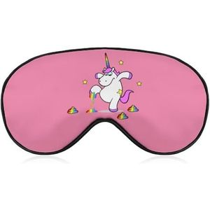 Roze grappige eenhoorn kicks regenboog poep slaapmasker met verstelbare riem, comfortabel zacht oogmasker slaaphulp, lichtblokkerende oogmaskers