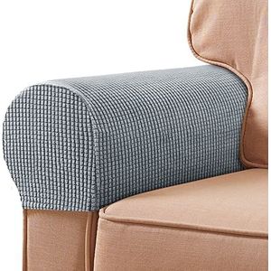VIKAUL Set van 4 antislip armleuningen Covers rekbare sofa armleuningen beschermers voor fauteuils fauteuil bank fauteuils meubels stoel armleuningen armleuningen, - lichtgrijs