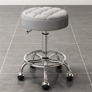 Leer ottoman voetenbank, Hydraulische draaikruk met voetensteun van metaal for salon, massage, kliniek, bar, kantoor, veelkleurig(B)