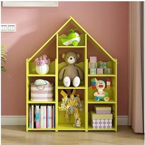 Boekenkast Boekenplank Boekenrek Huis Vorm Boekenplank WPC Boekenplanken Multilayer Boekenkast Lezen Prentenboek Student Boekenkast Lockers Boek Planken Staande Plank Studeerkamer (Color : Yellow)