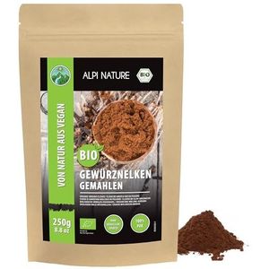 Alpi Nature Organische kruidnagel grond (250 g) kruidend organische kruidnagel van gecontroleerde organische teelt organisch kruidnagelpoeder 100% natuurlijk