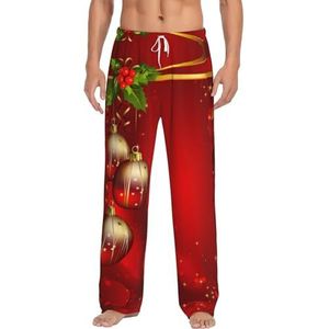 Kerst Rode Lantaarn Mannen Lange Lounge Wear Broek Nachtkleding Pyjama Bottoms Nachtkleding Met Zakken En Trekkoord, Wit, S