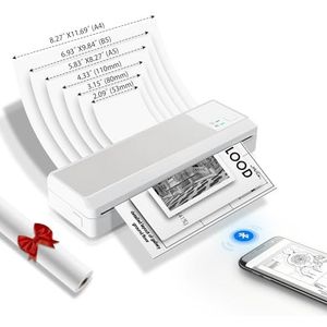 vretti P83 mobiele printer A4 voor onderweg, thermische printer A4, compatibel met Android en iOS, mobiele printer ondersteunt 210 x 297 mm, A4 thermisch papier voor thuis, kantoor, foto