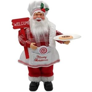 Kerstbeeld van de Kerstman, kerstmanornament, schattige chef-kok, kerstmanbeeld, levendige gezichtsuitdrukkingen, staande for de vakantie