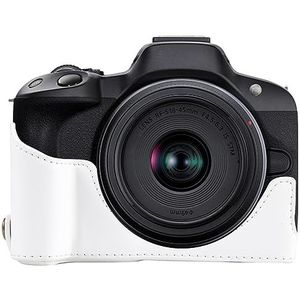 BZN for Canon EOS R50 1/4 inch Draad PU Lederen Camera Half Case Base (Zwart) (Groen) (Koffie) (Wit) (Bruin) (Color : White)
