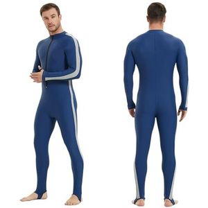 Heren lange mouwen zonwering waterdicht surfen pak duikpak eendelig sneldrogend strand Rash Guard badkamerkostuum (blauw, S)