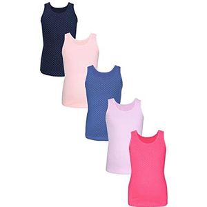 TupTam Meisjes Katoenen Onderhemd 5 Pack Tank Top Mouwloos Kinderen, Stippen/Roze/Blauw/Paars, 110-116