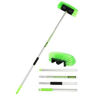 Autowasborstel, 150 cm, facetgeslepen, vijf met telescopische handgreep, reinigingsborstel, details met zachte borstelharen voor binnen en buiten, auto, SUV, vrachtwagen, boot, banden, sneeuwruiming