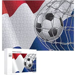 Voetbal Doel En Nederland Vlag Grappige Jigsaw Puzzel Houten Foto Puzzel Gepersonaliseerde Aangepaste Gift Voor Mannen Vrouwen 300/500/1000 Stuk