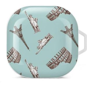 Oriëntatiepatroon Oordopjes Hoesje Compatibel met Samsung Hard Shell Beschermhoes Wit-Stijl