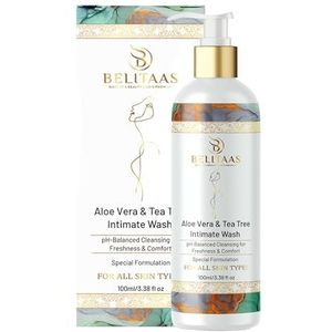 Belitaas PH-BALANCED Intimate Wash For Women | 100ml | Aloe Vera, Neem, Tea Tree Oil & Lactic Acid | Gentle & Soothing Formula