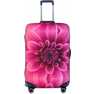 WOWBED Roze dahlia bedrukte kofferhoes elastische reisbagagebeschermer past op bagage van 18-32 inch, Zwart, M